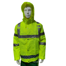 High visibility rain jacket safety raincoat waterproof adult reflective traffic safety rain coat